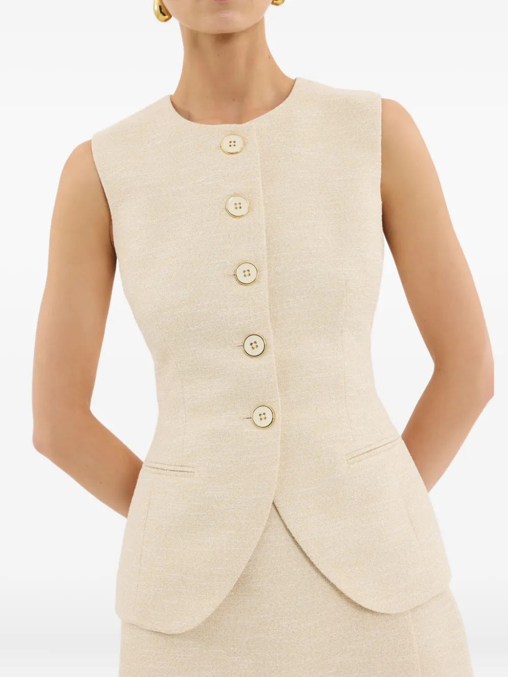 Rebecca Vallance Button Winnie top Beige