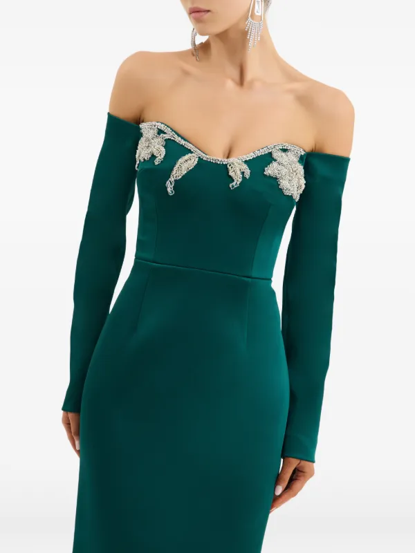 Rebecca Vallance Ellerie Strapless Embellished Maxi Dress - Green Rebecca Vallance Ellerie Strapless Embellished Maxi Dress - Green