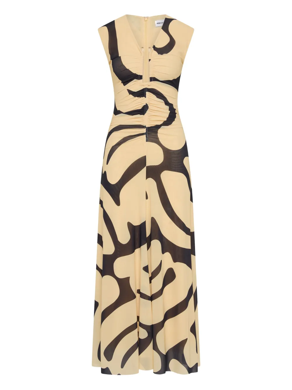 Rebecca Vallance Ruched Dune Midi Dress In Multi
