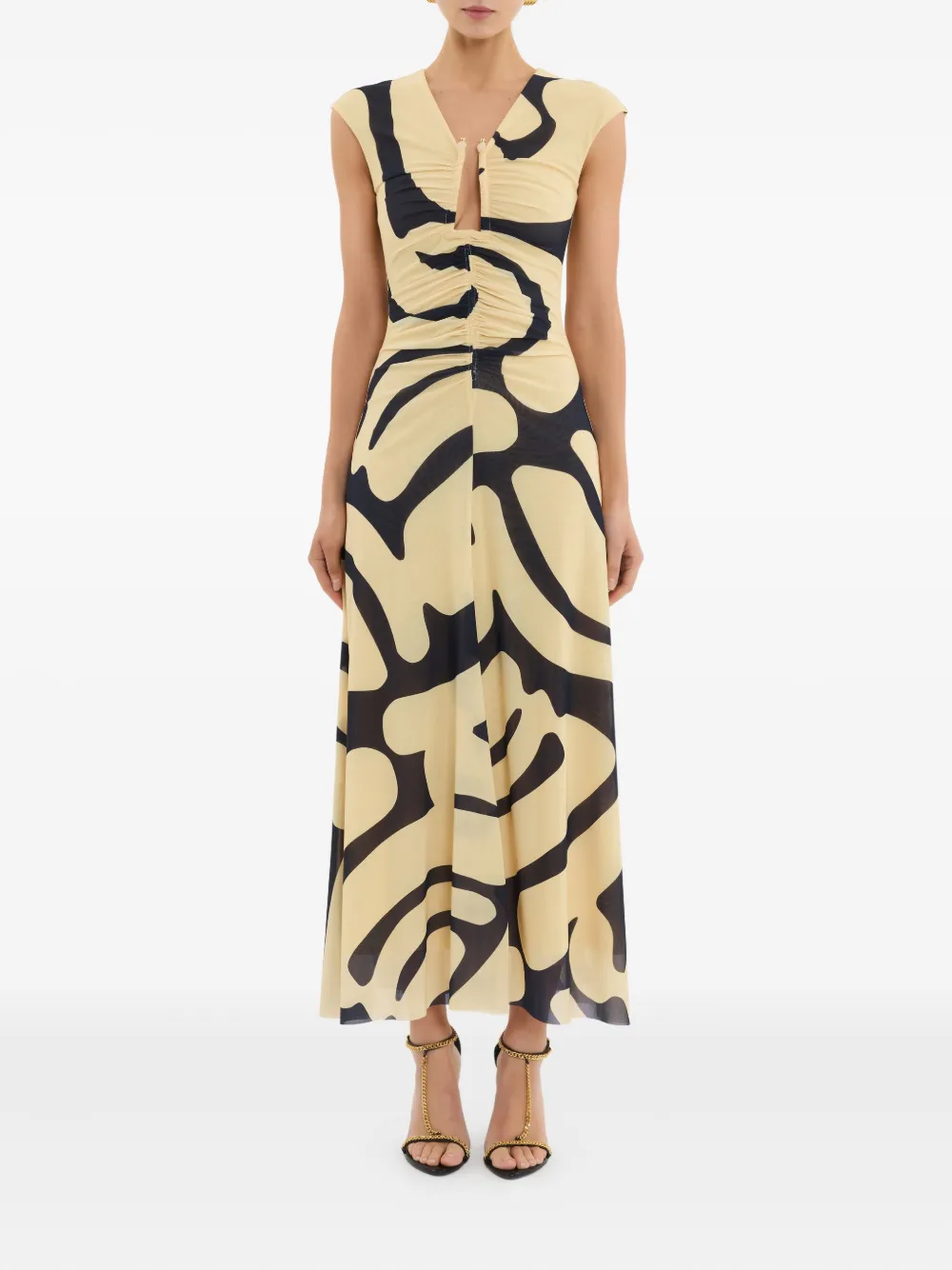 Rebecca Vallance Midi-jurk met ruches - Beige