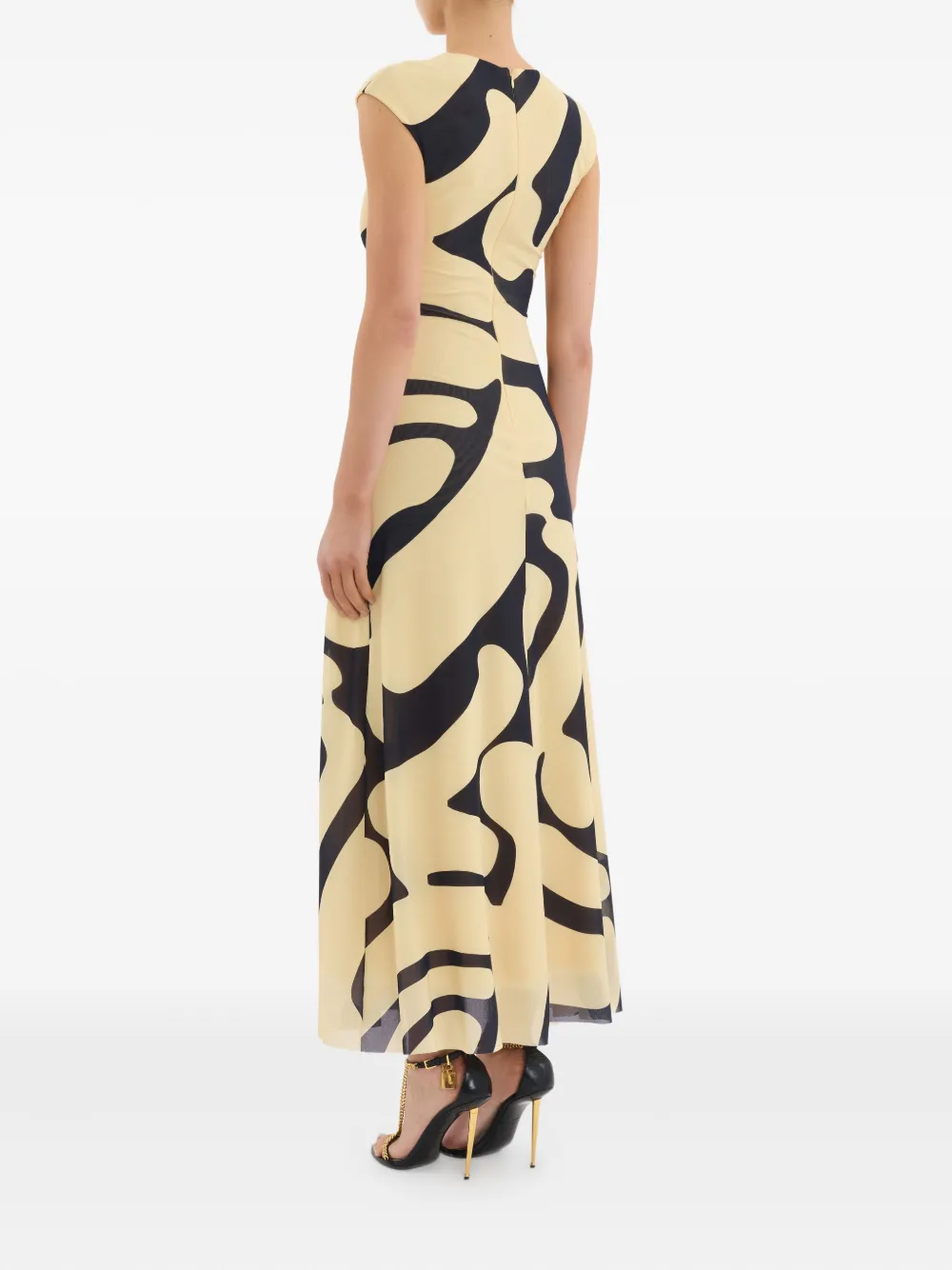 Rebecca Vallance Ruched Dune Midi Dress In Multi