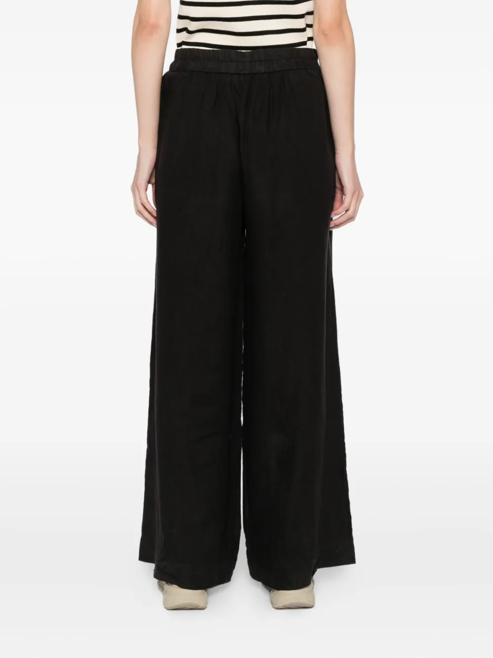 James Perse Linen Wide-leg Trousers In Black
