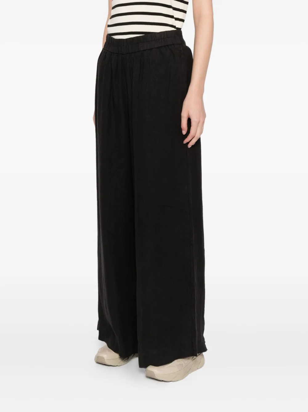 James Perse Linen Wide-leg Trousers In Black