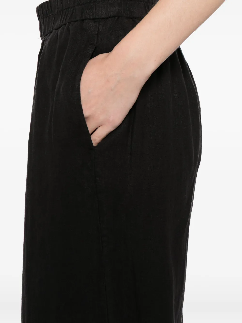 James Perse Linen Wide-leg Trousers In Black