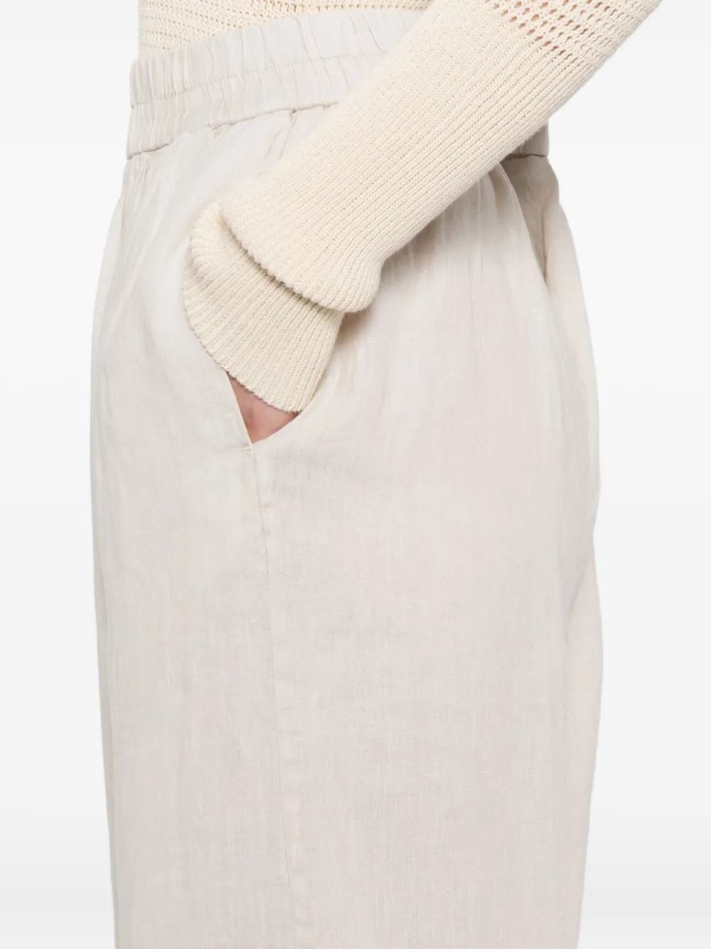 James Perse Linen Wide-leg Trousers In White