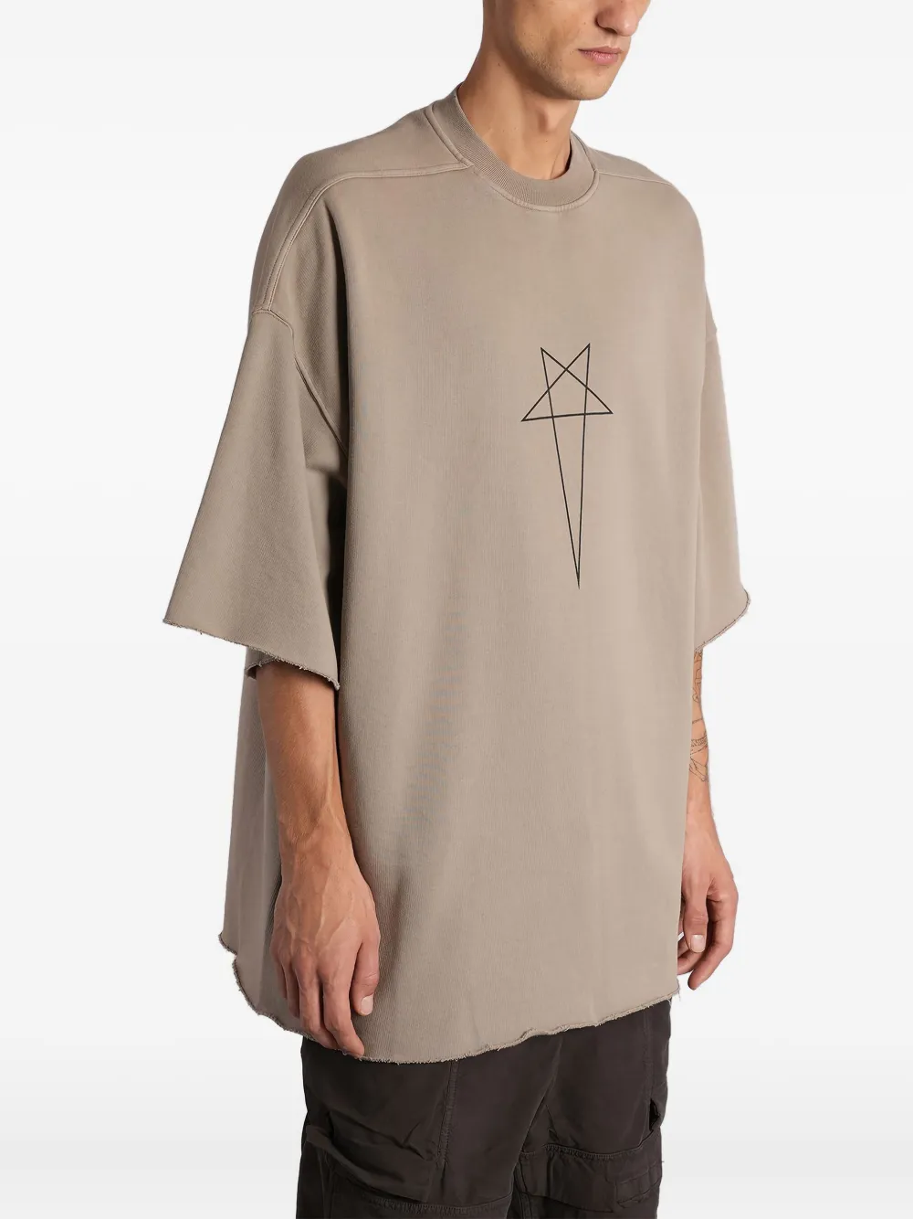 Rick Owens Drkshdw Graphic-print Raw-cut T-shirt In Neutral