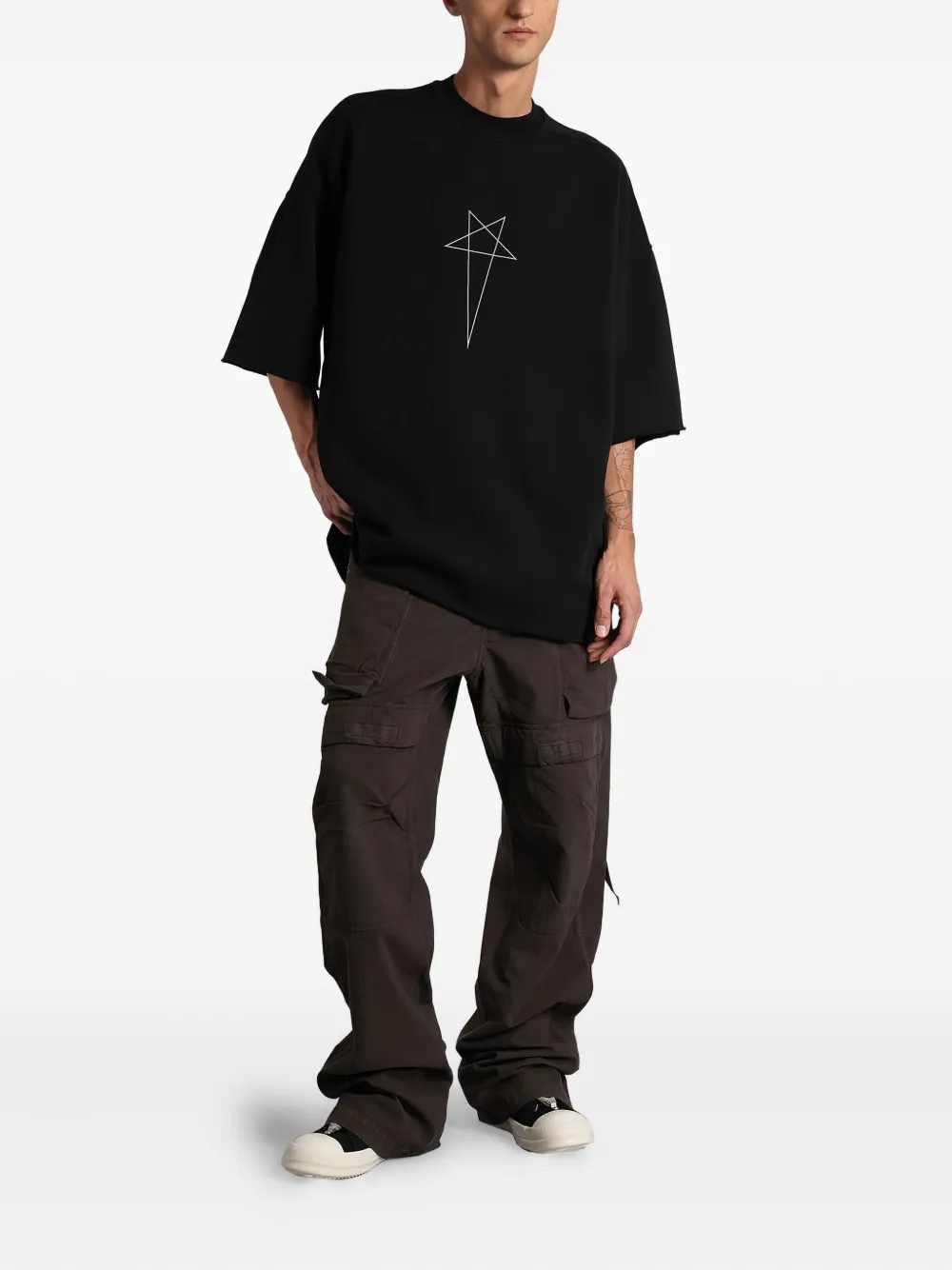 Rick Owens DRKSHDW T-shirt met sterrenpatroon en gerafelde afwerking - Zwart