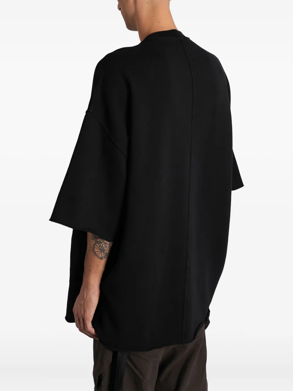 Rick Owens Drkshdw Graphic Print Short Sleeve Tie Detail Top In Black