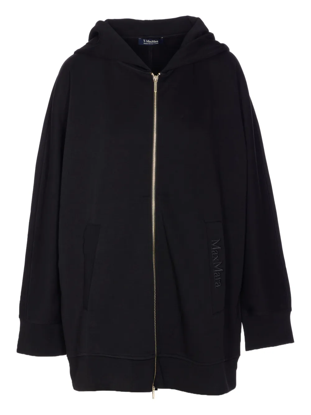 'S Max Mara logo-embroidered hooded coat | Black | Image 1