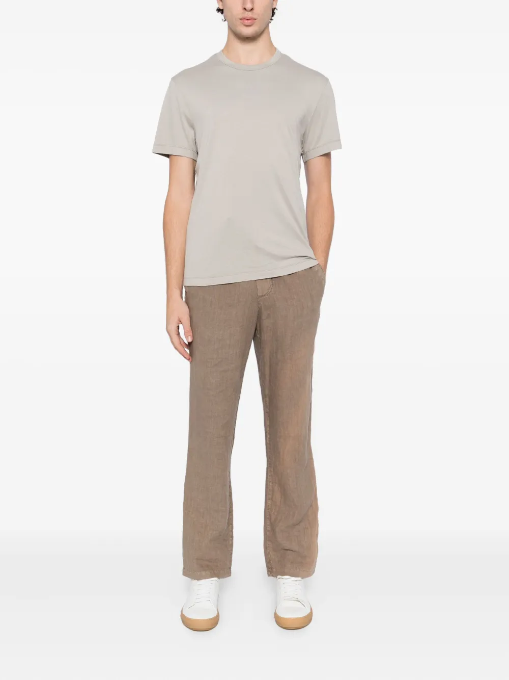 James Perse Geborsteld T-shirt met ronde hals - Grijs
