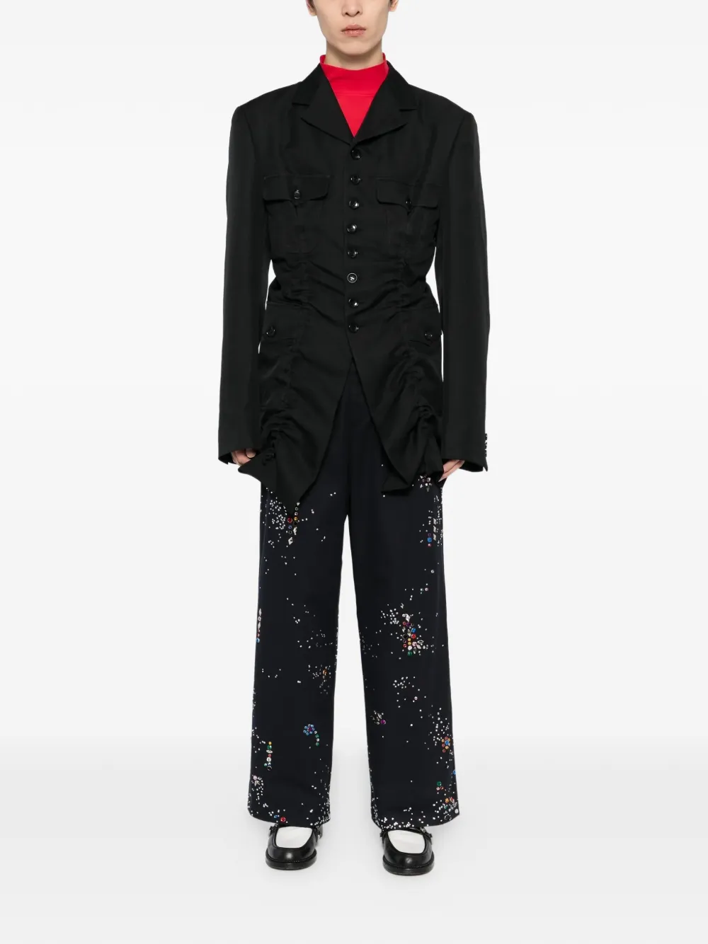  Comme Des Garçons Homme Plus Ruched Buttoned Jacket - Black 