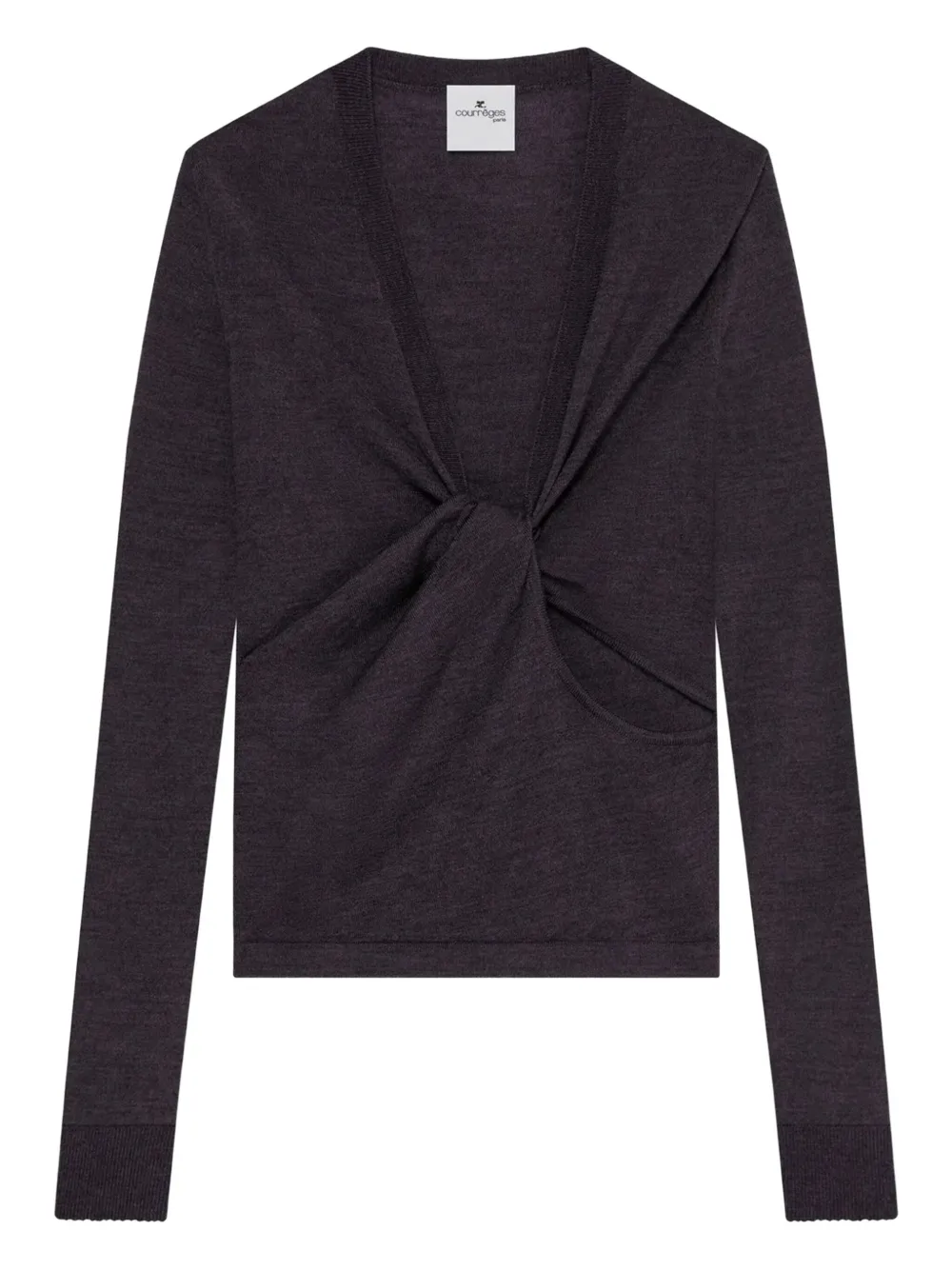 Courrèges Twist-front Wool Top In Black