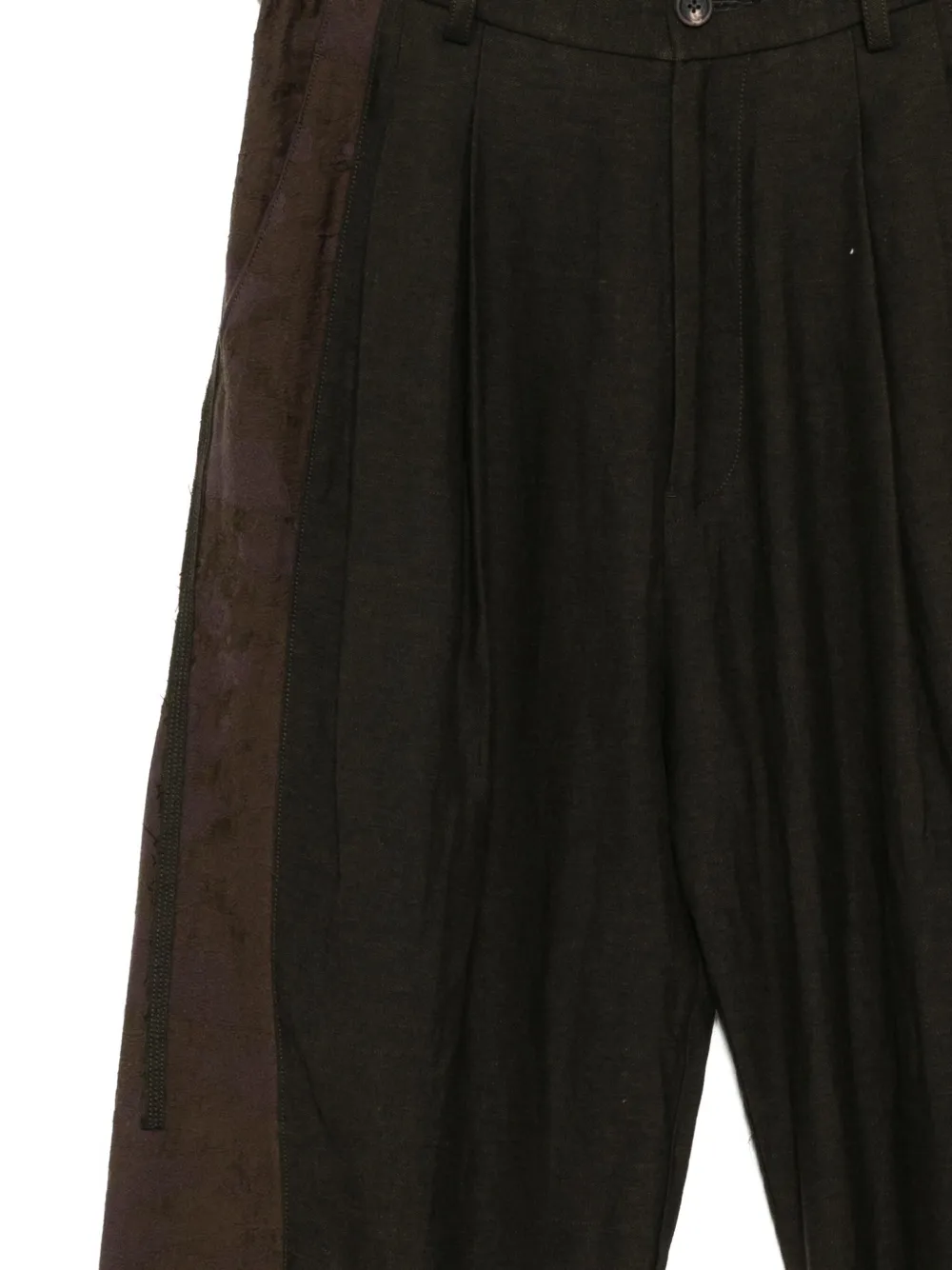 Ziggy Chen Broek met geborduurde bloemen Bruin