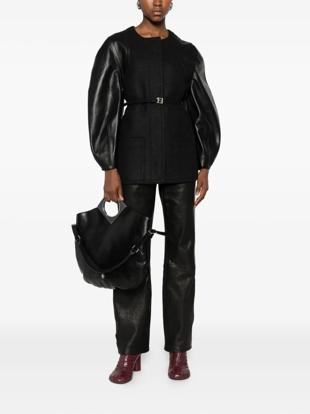 Fendi Women Wool Midi Coat In Black