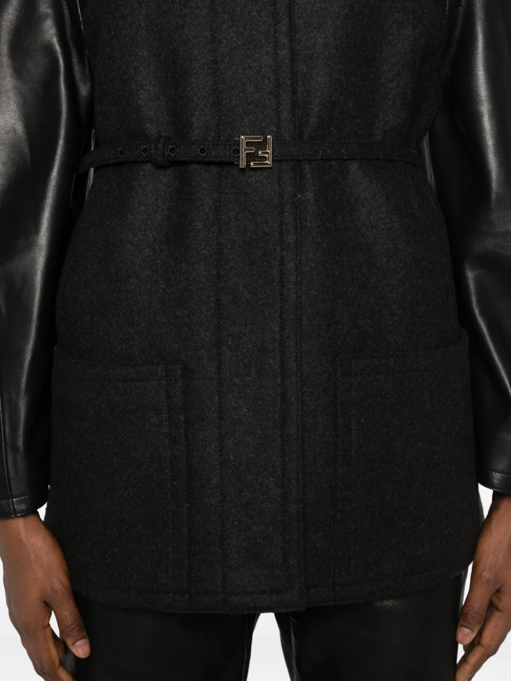 Fendi Women Wool Midi Coat In Black
