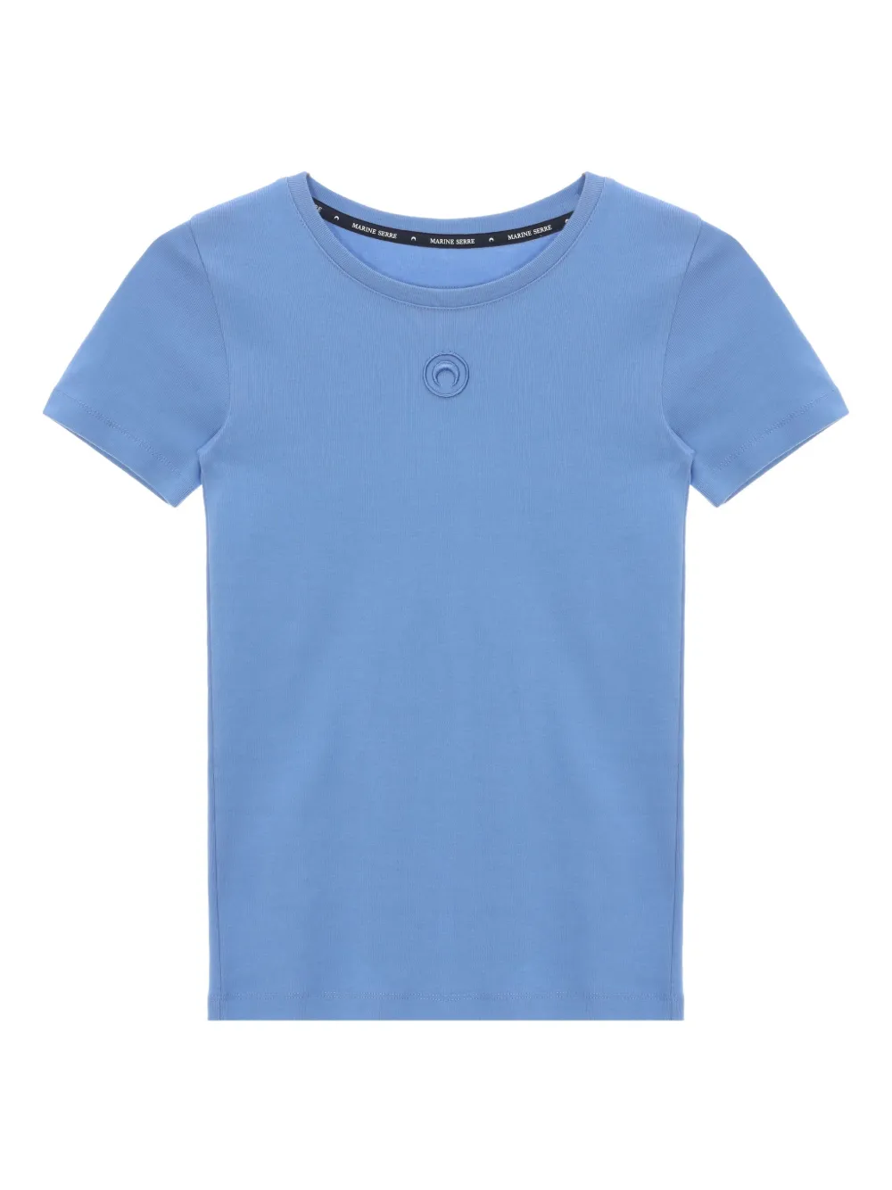 Marine Serre moon-logo ribbed T-shirt | Blue | Image 1