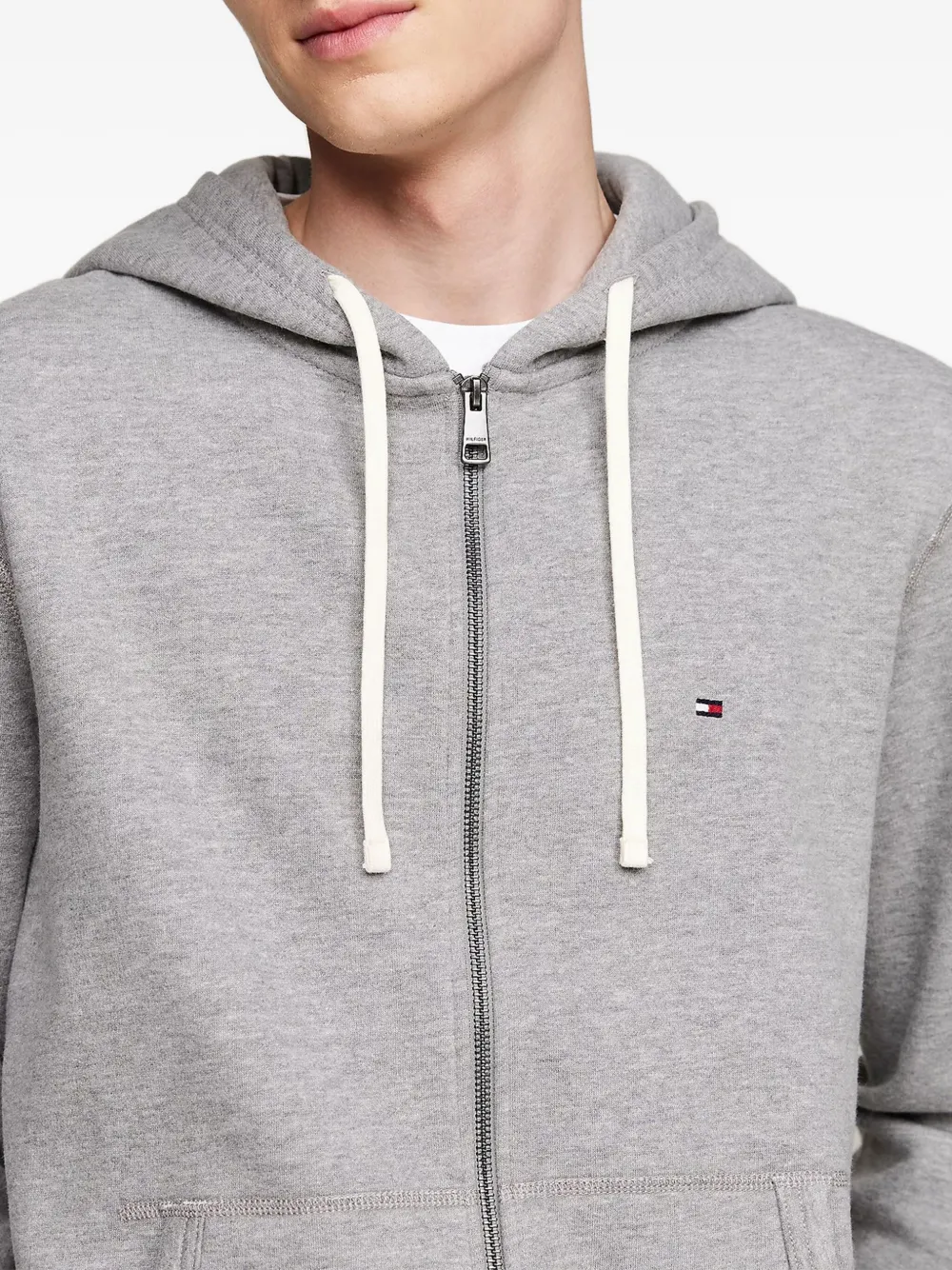 Tommy Hilfiger Grey Zip-up Logo Sweatshirt In Gray