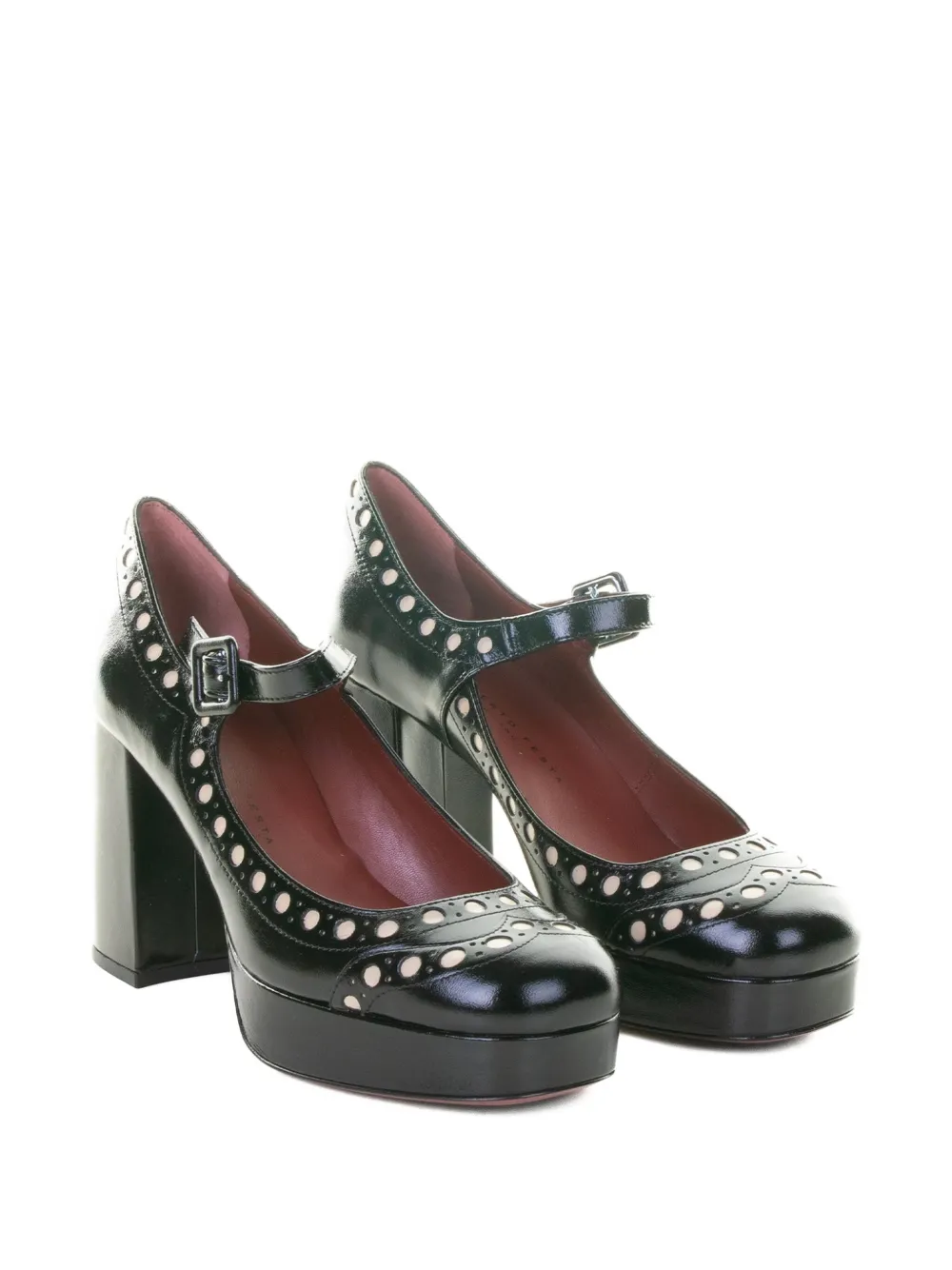 Roberto Festa 80 mm leren pumps met plateauzool Zwart