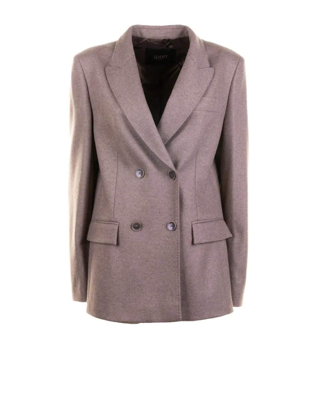 Seventy Double-breasted Wool Blazer In Brown