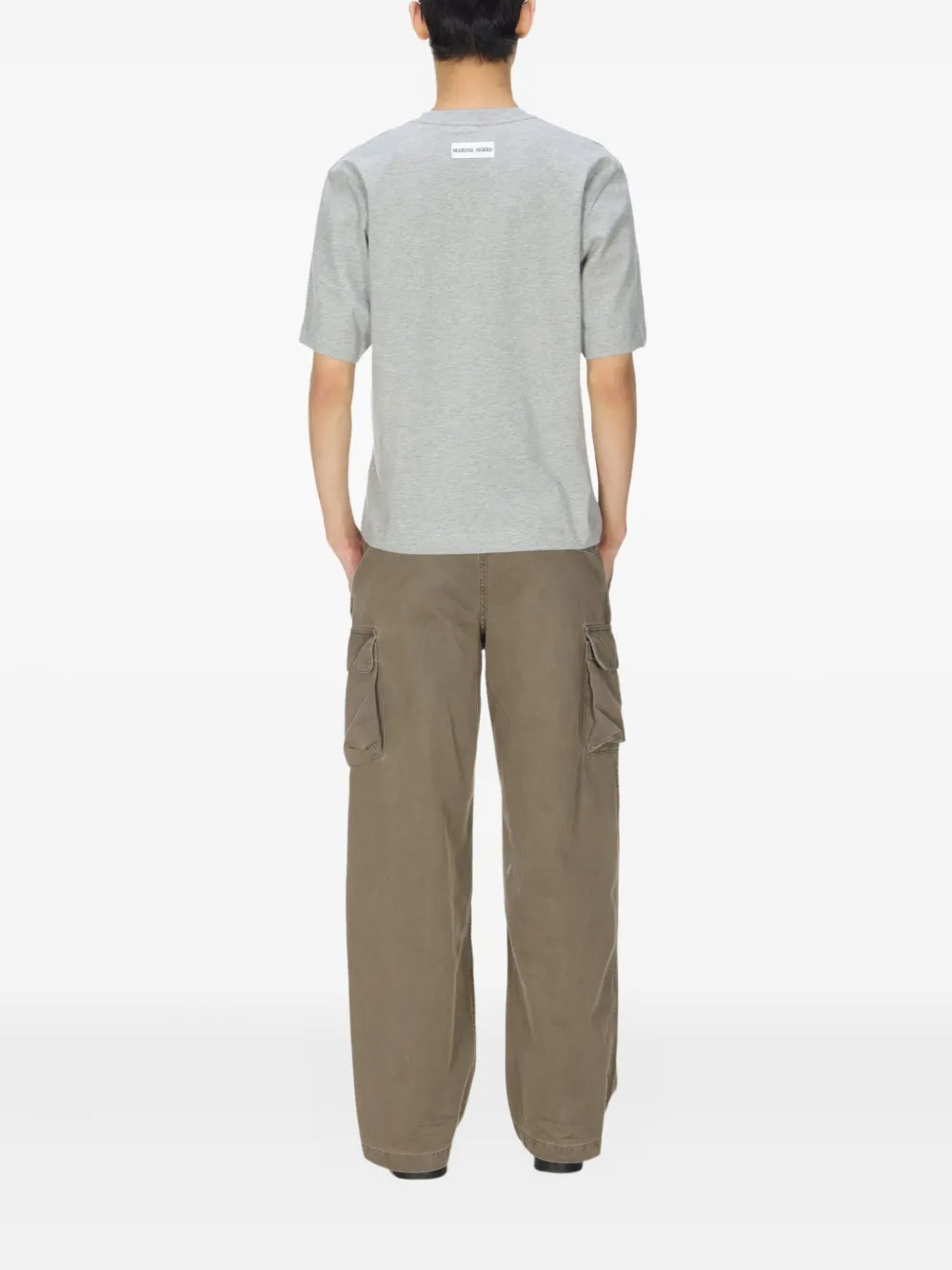 Marine Serre Moon-logo Cotton T-shirt In Gray