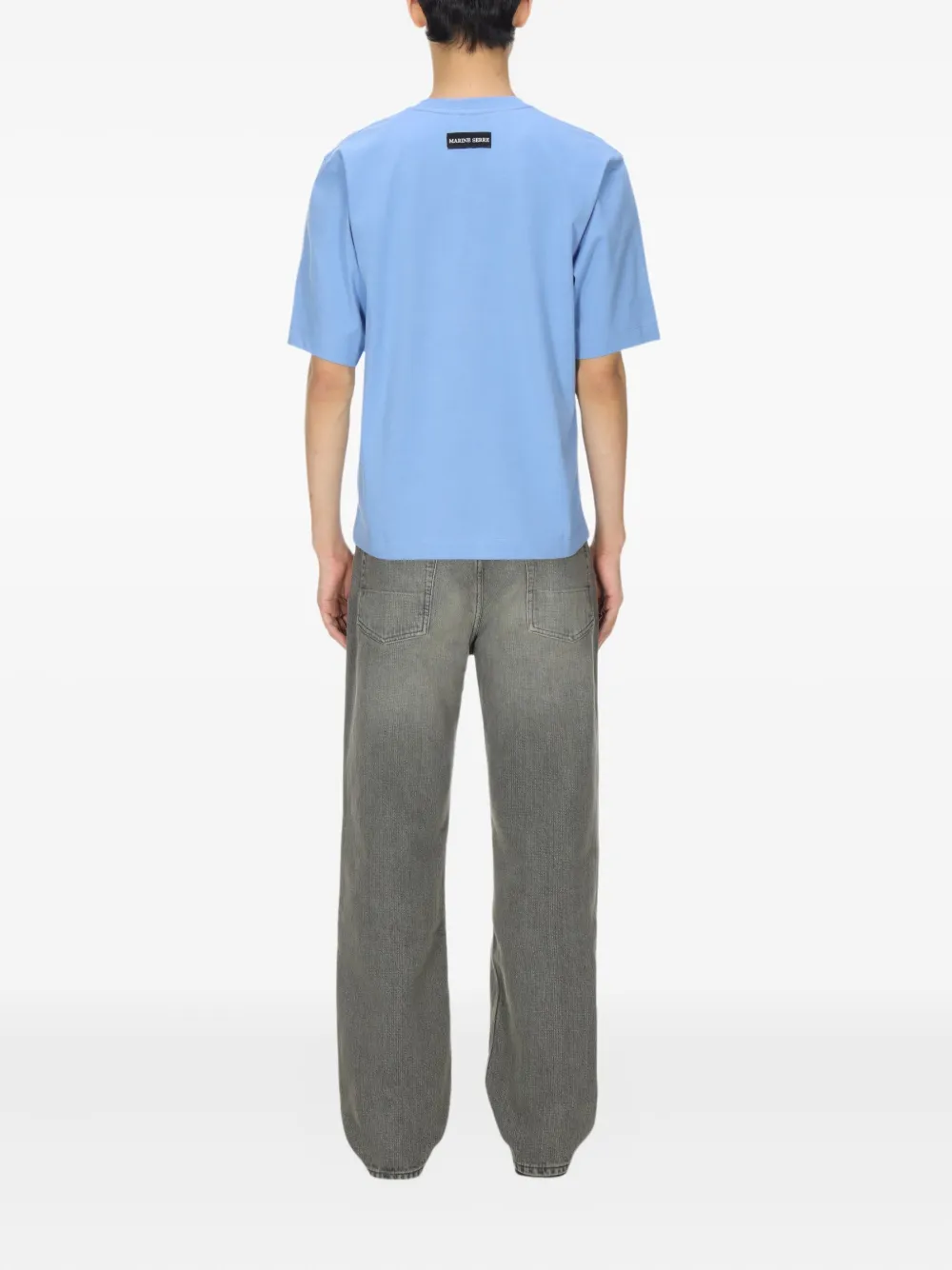 Marine Serre Katoenen T-shirt met logo Blauw