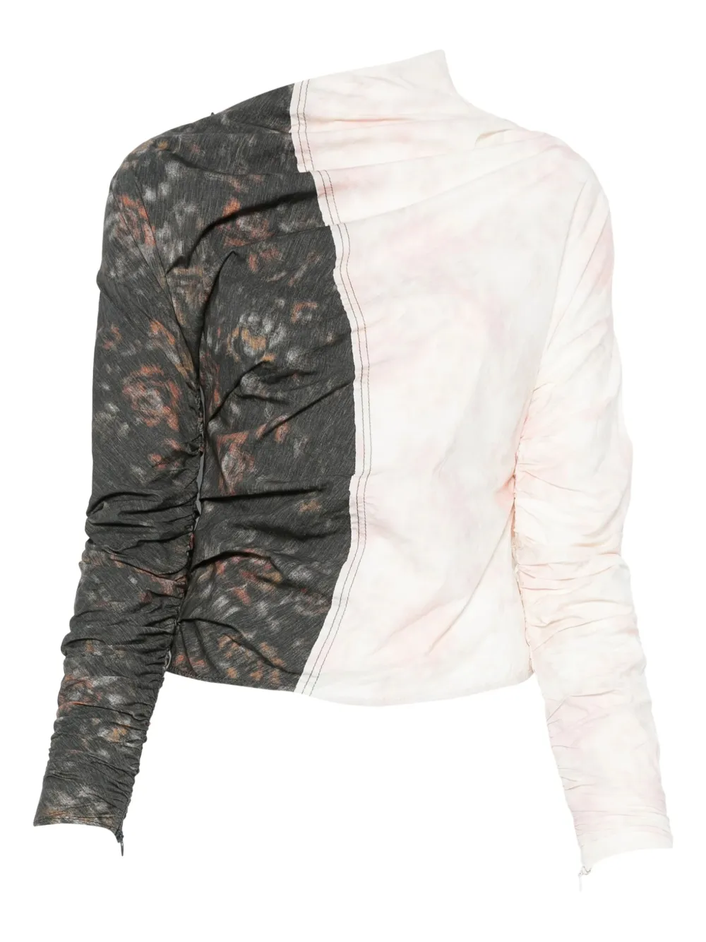 GANNI gathered panelled blouse | Neutrals | Image 1