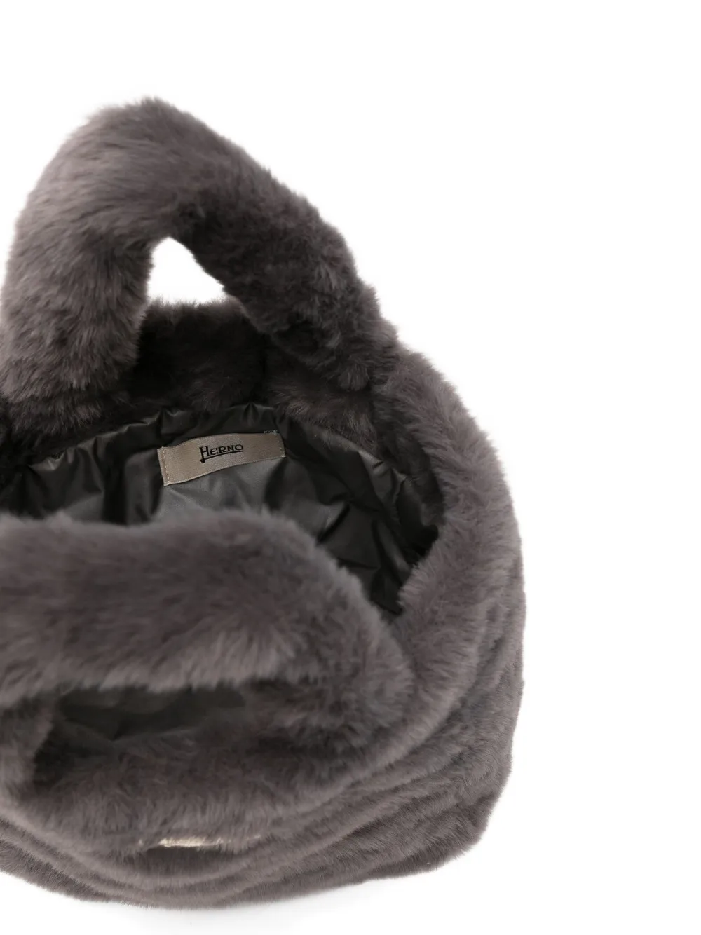 Herno Faux-fur Tote Bag In Gray