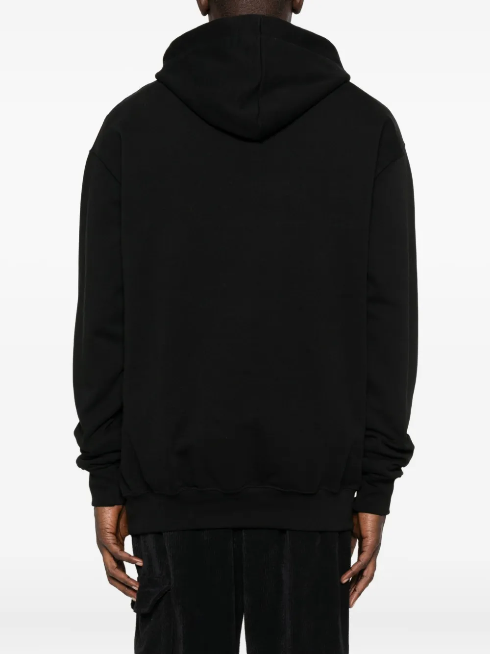 Family First Heart-embroidered Hoodie In Black