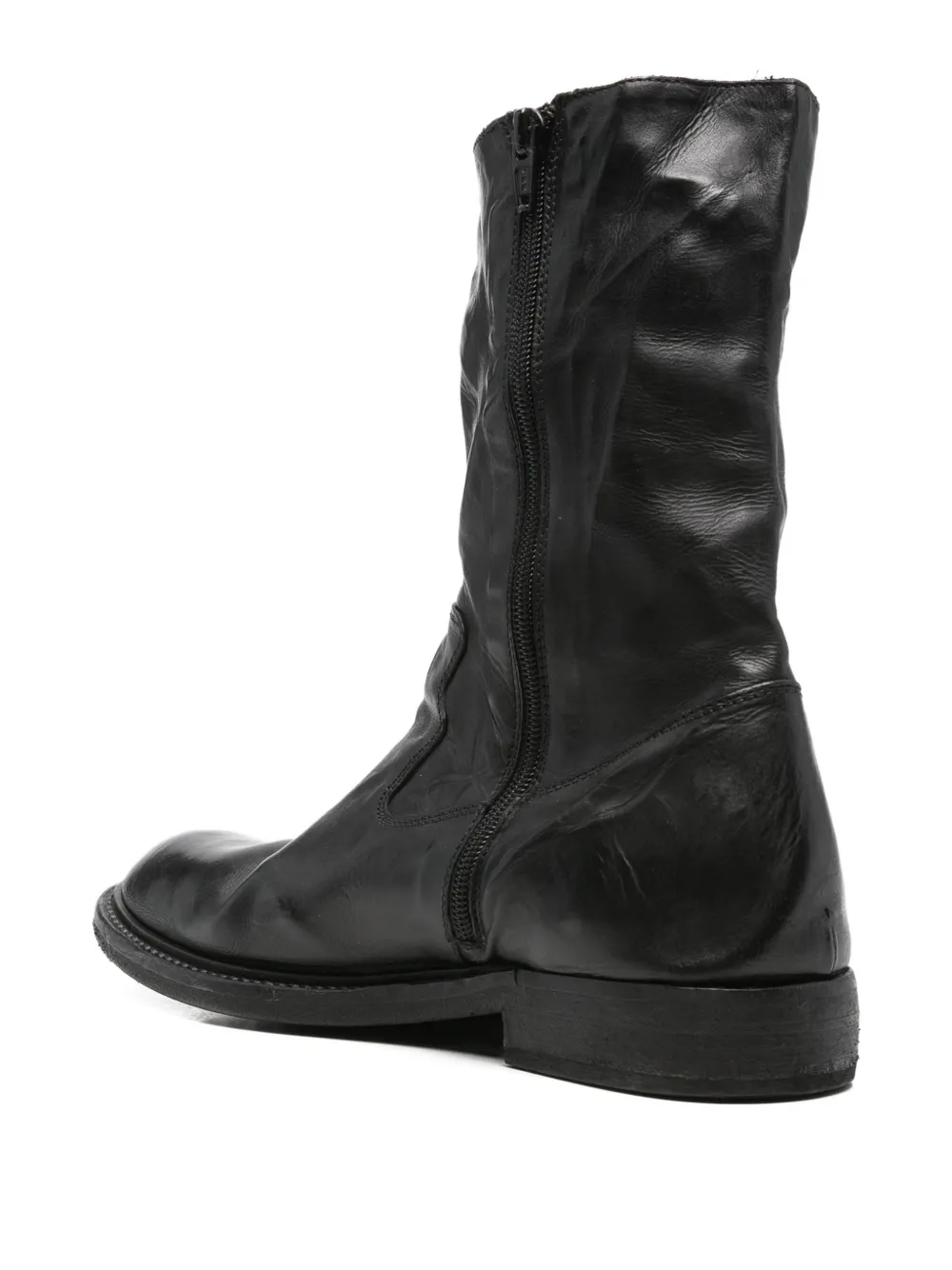 Moma Word Leather Ankle Boots In Black