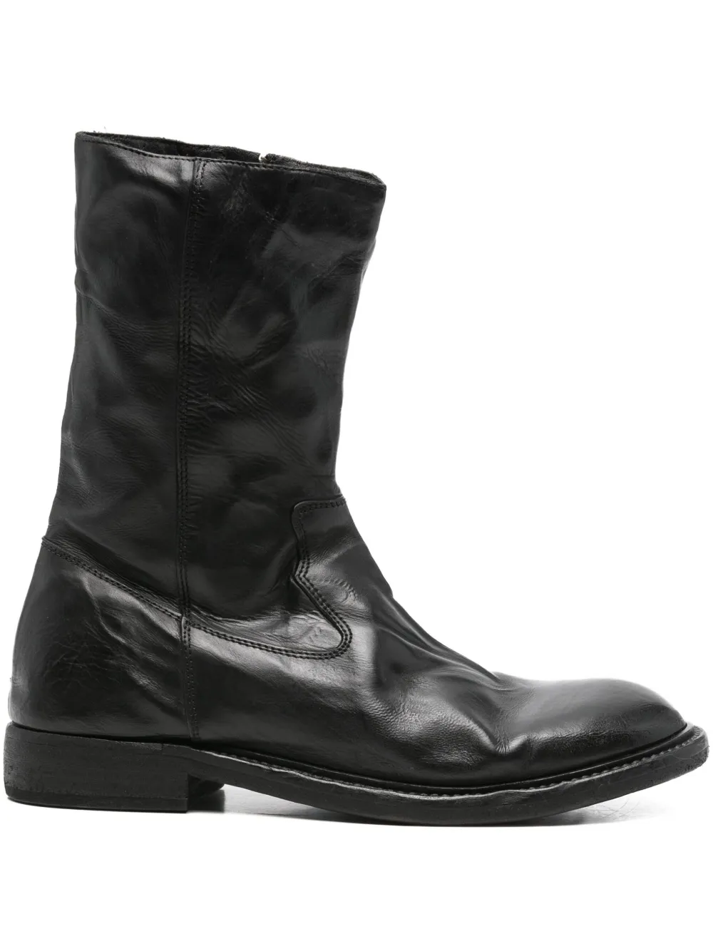 Moma Word Leather Ankle Boots In Black