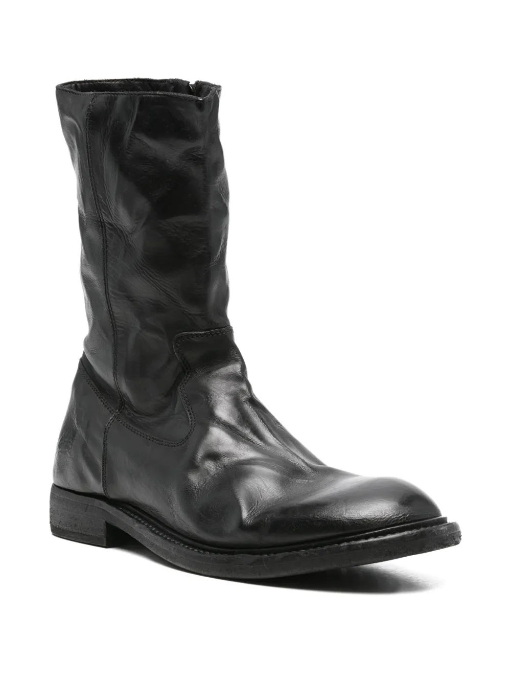 Moma Word Leather Ankle Boots In Black