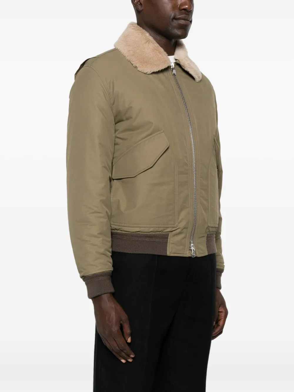Valstar Faux-fur Collar Bomber Jacket In Brown