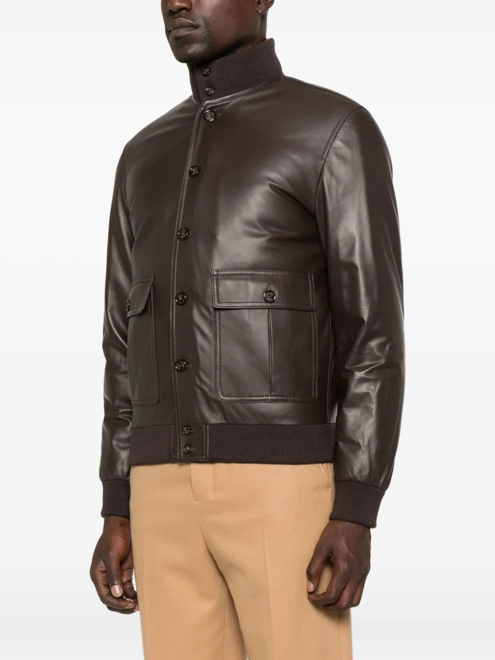 Valstar Button-fastening Flap-pocket Leather Jacket In Brown