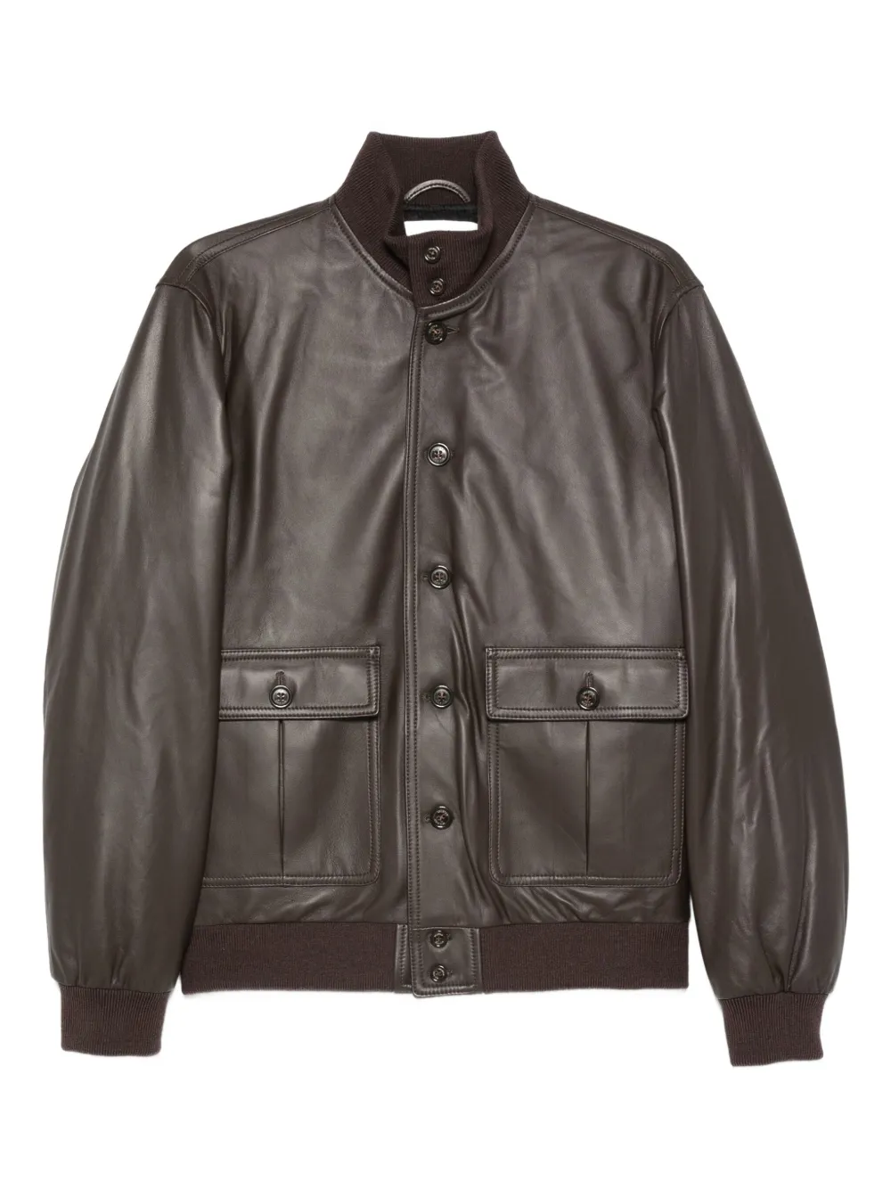 Valstar button-fastening flap-pocket leather jacket | Brown | Image 1