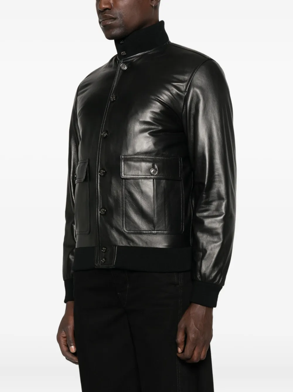 Valstar Flap-pocket Leather Jacket In Black