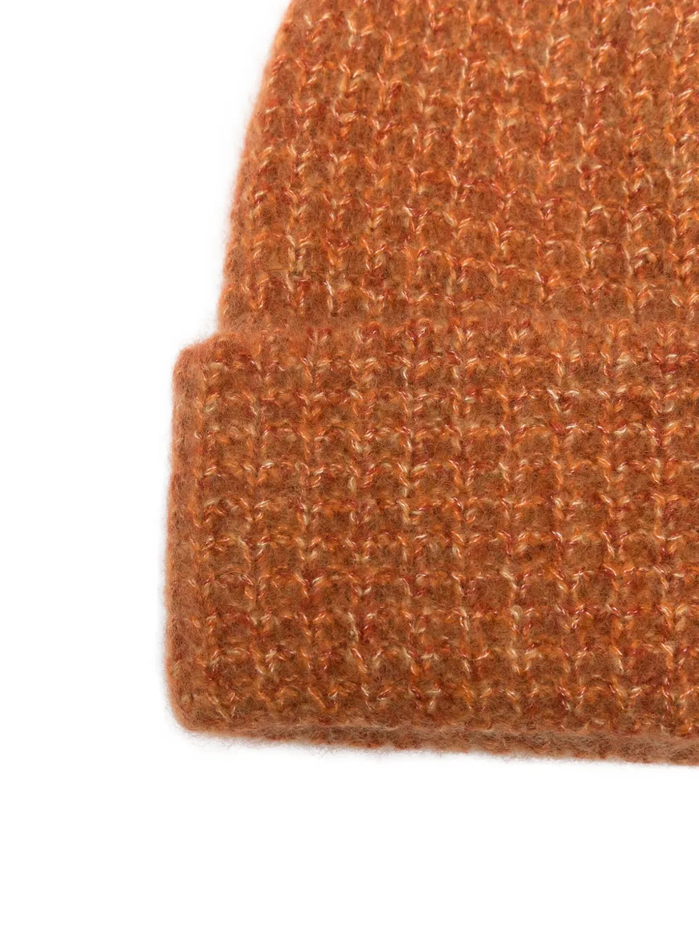 Frenckenberger Ribbed Beanie In Orange