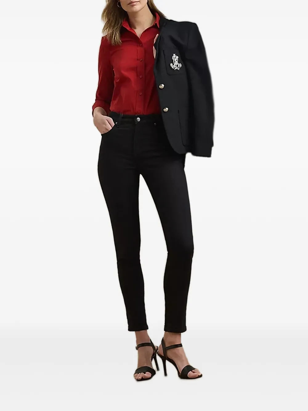 Lauren Ralph Lauren embroidered-logo cotton shirt - Rood