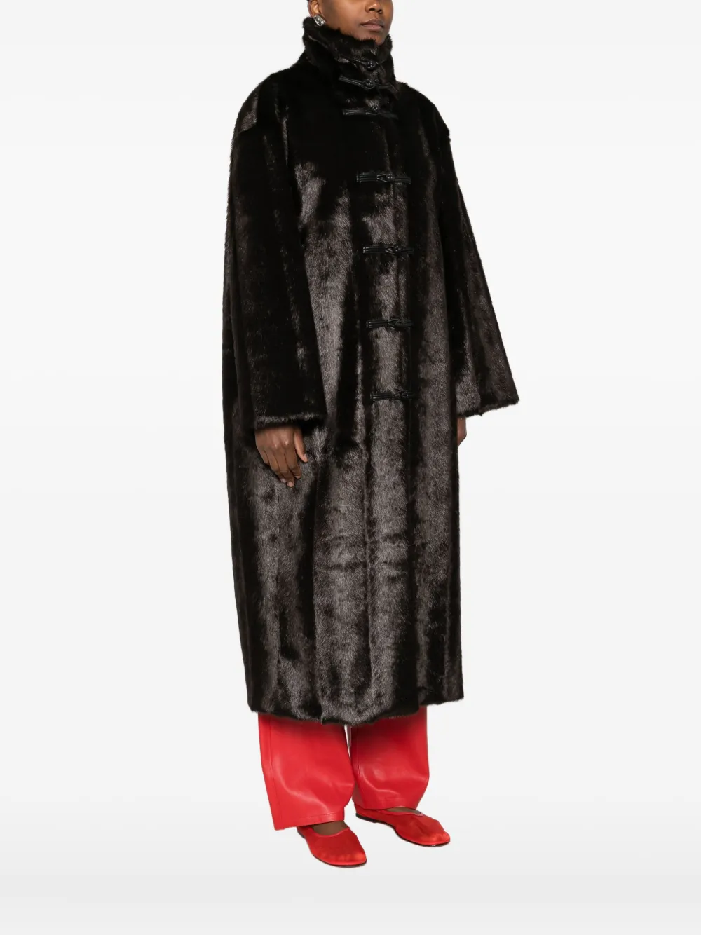 Rohe Faux-fur Buttoned Coat In Black