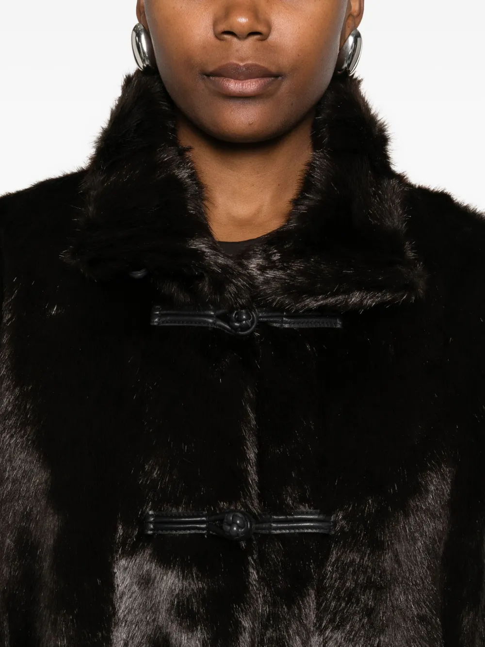 Rohe Faux-fur Buttoned Coat In Black