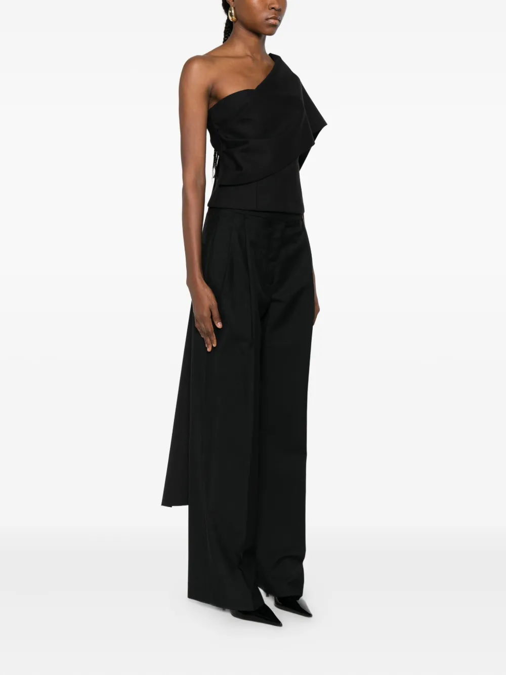 Rohe One-shoulder Cape Top In Black