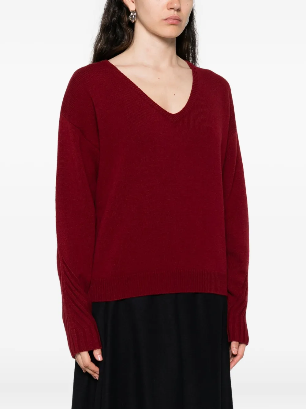 Majestic Filatures Trui met V-hals Rood