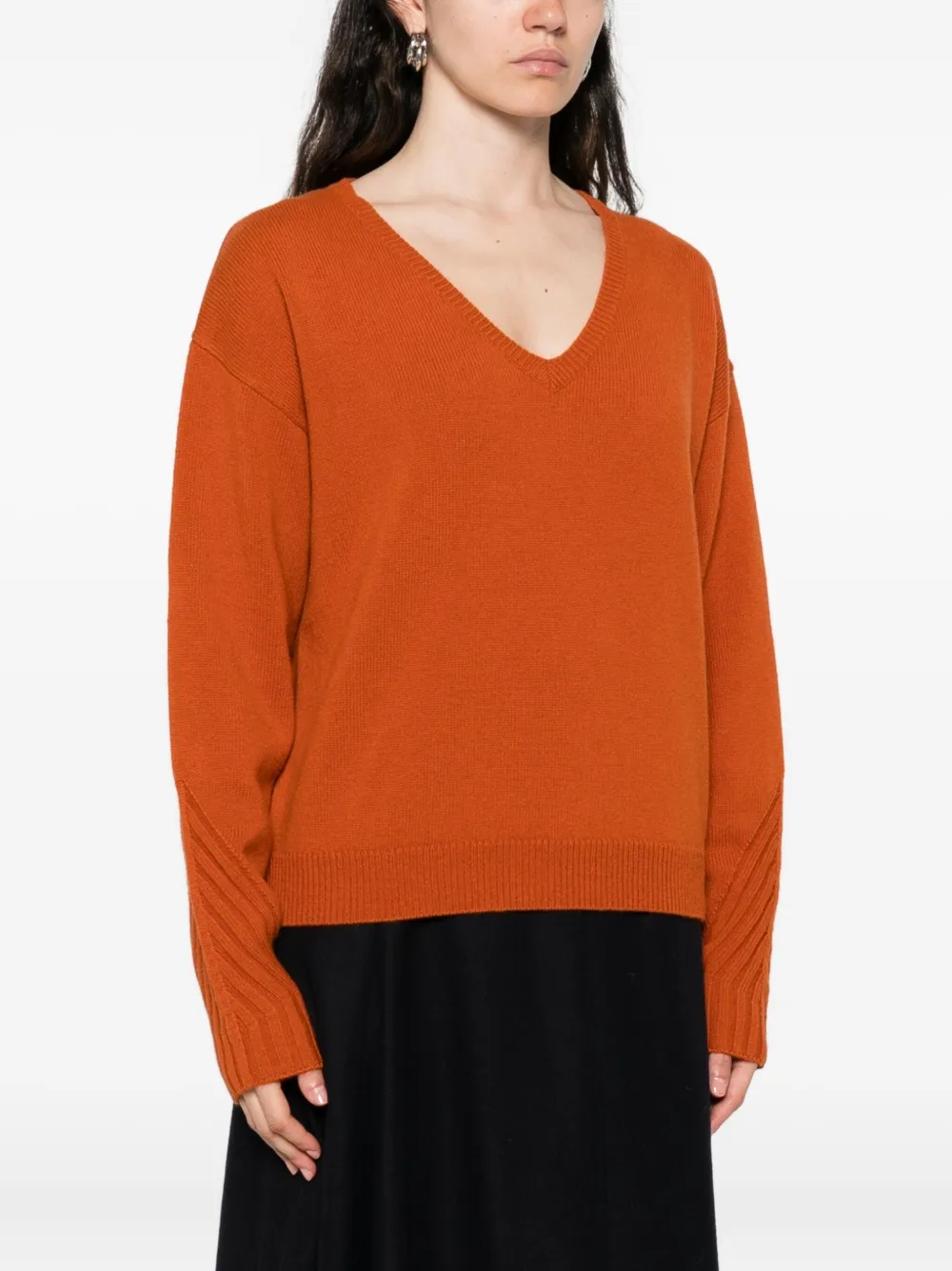Majestic V-neck Sweater In Orange