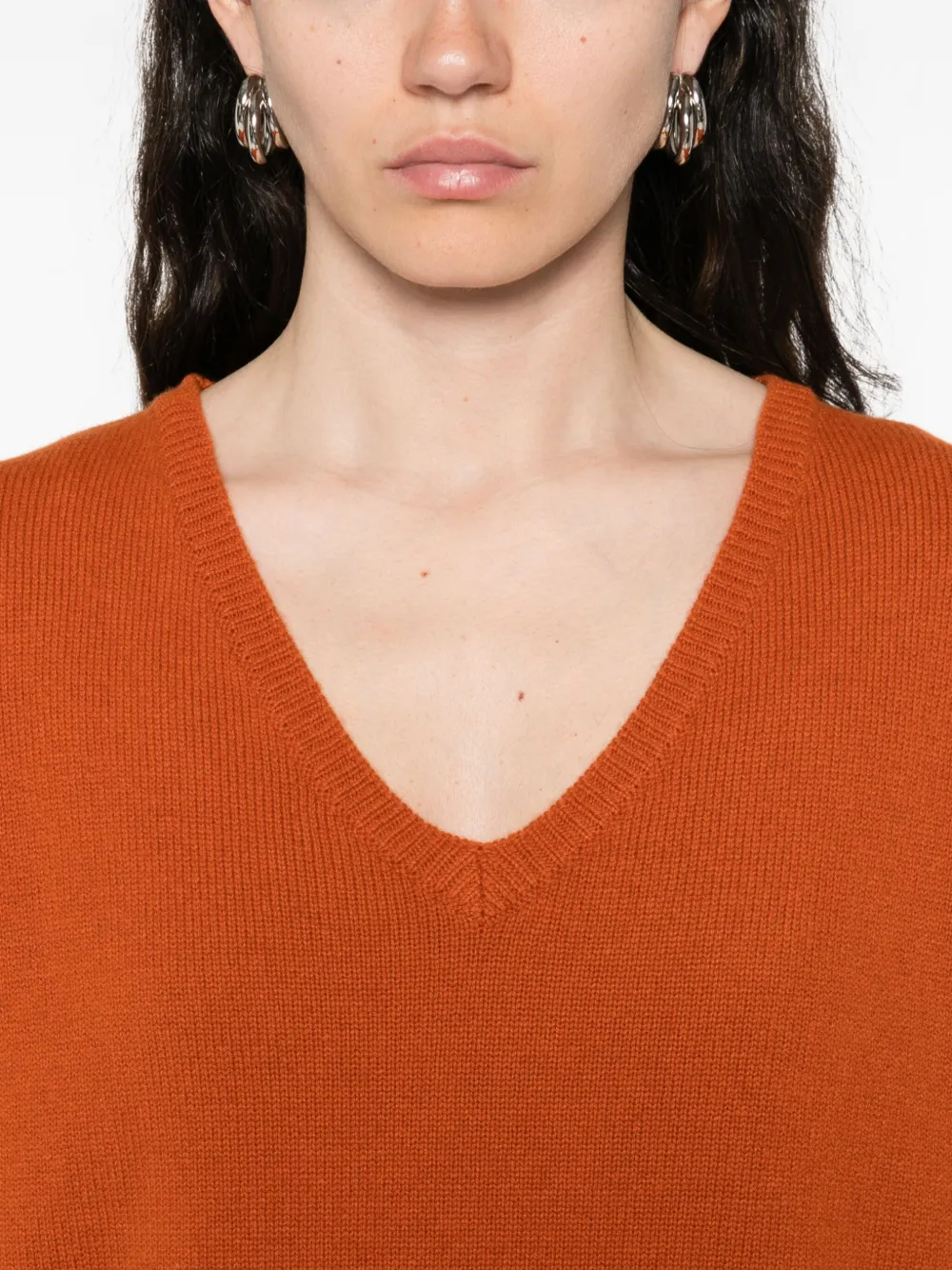 Majestic Filatures Trui met V-hals Oranje