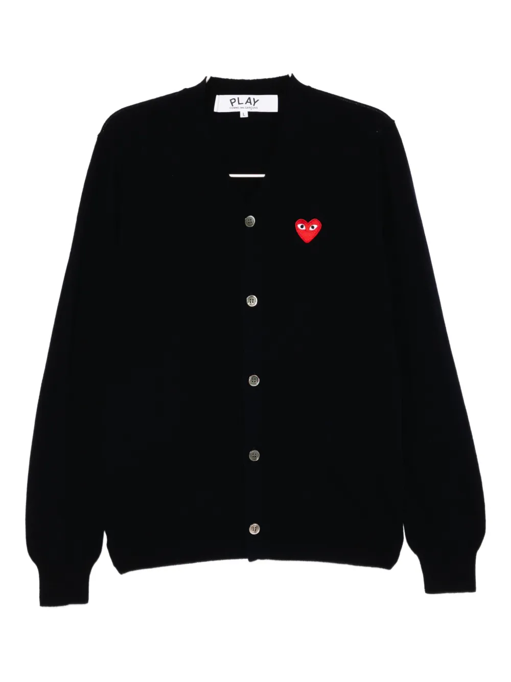 Comme Des Garçons Play Heart-embroidered Cardigan In Blue