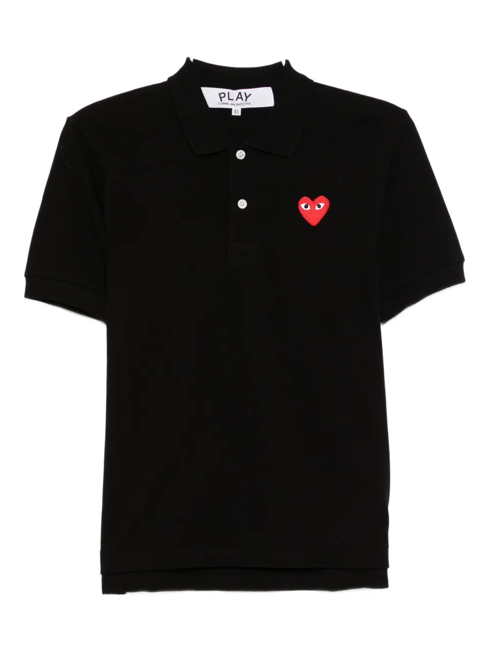 Comme Des Garçons Play Heart-embroidered Polo Shirt In Black