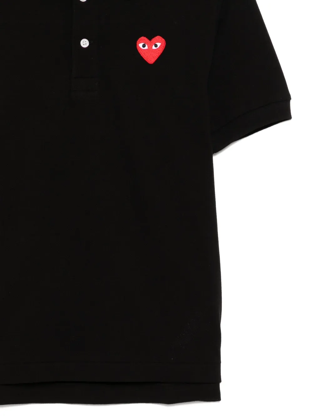 Comme Des Garçons Play Heart-embroidered Polo Shirt In Black