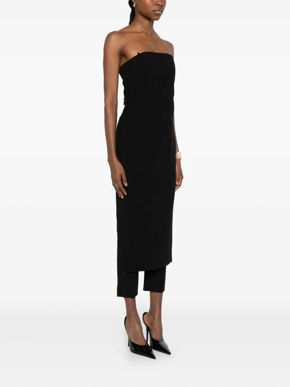PINKO Strapless jumpsuit met split Zwart