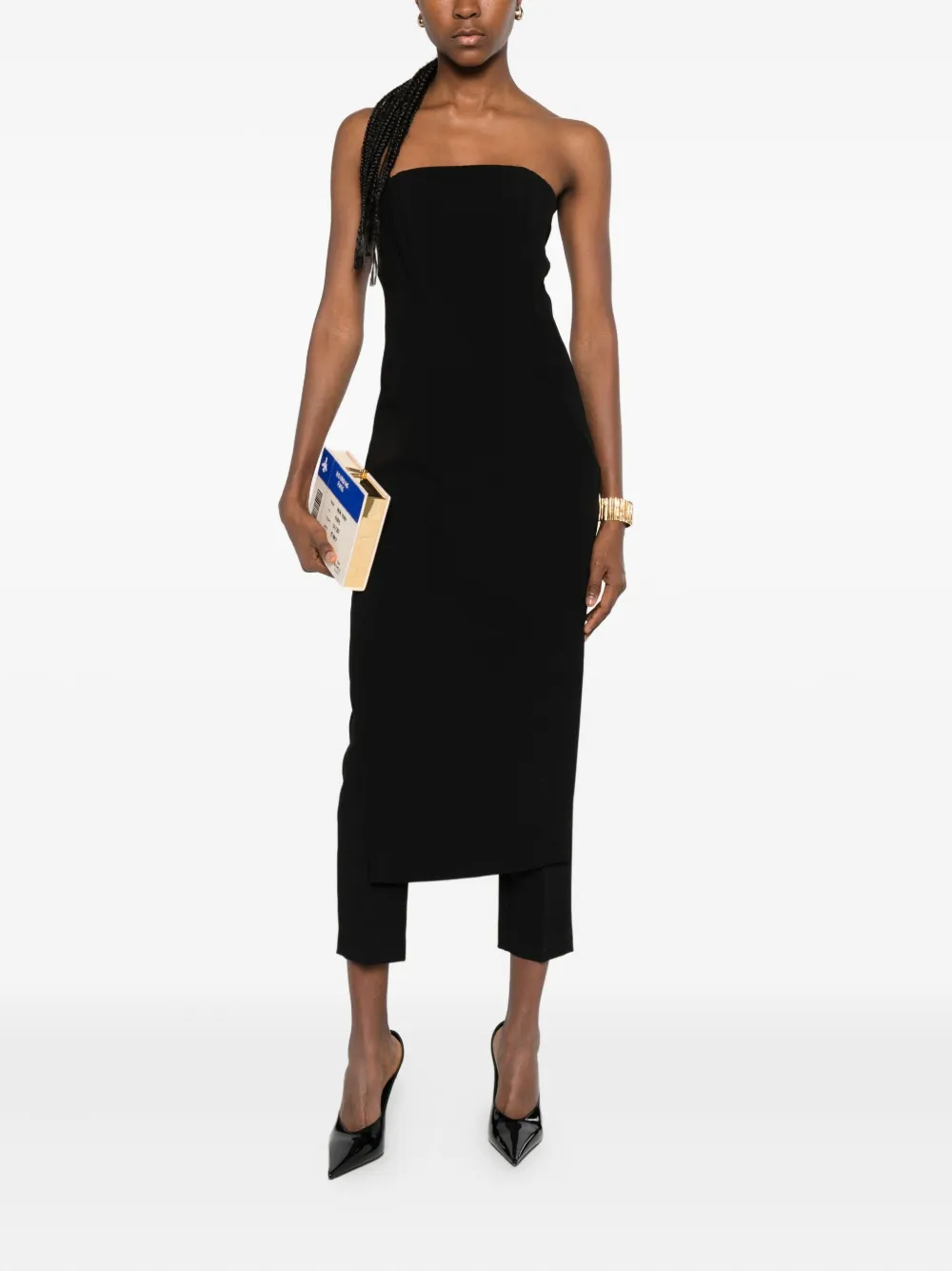 PINKO Strapless jumpsuit met split - Zwart
