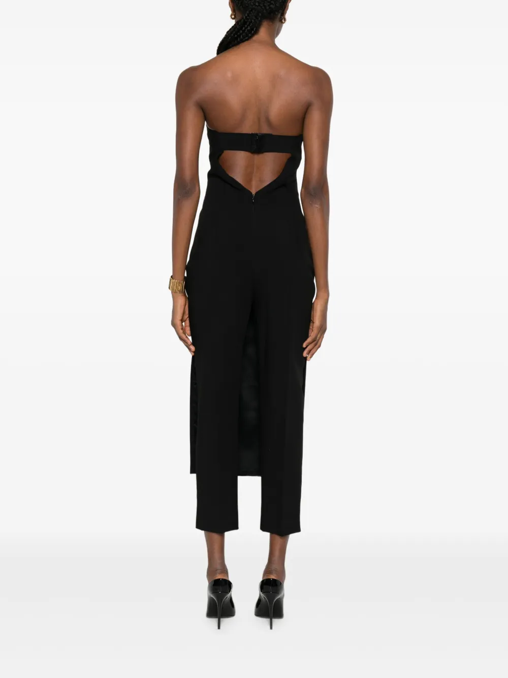 PINKO Strapless jumpsuit met split Zwart