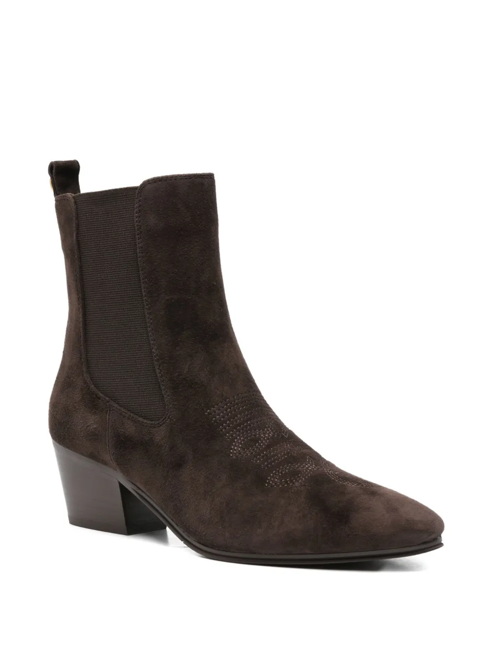 Twinset Suede Ankle Boots With Metallic Accent In Burgundy